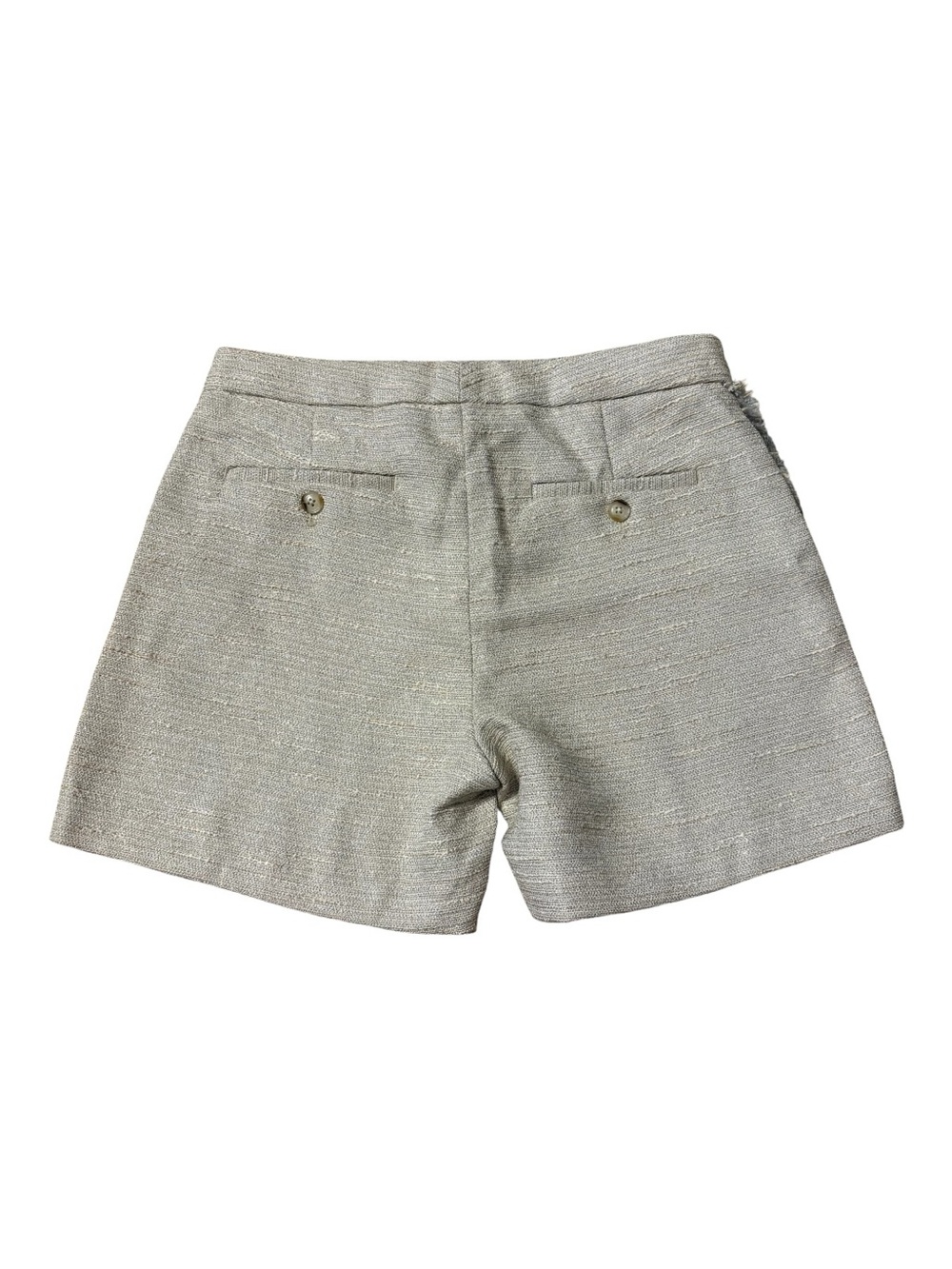 Banana Republic Tweed Shorts Sz 0 Gold Metallic Fringe Hem High Waist Trouser - Picture 3 of 6